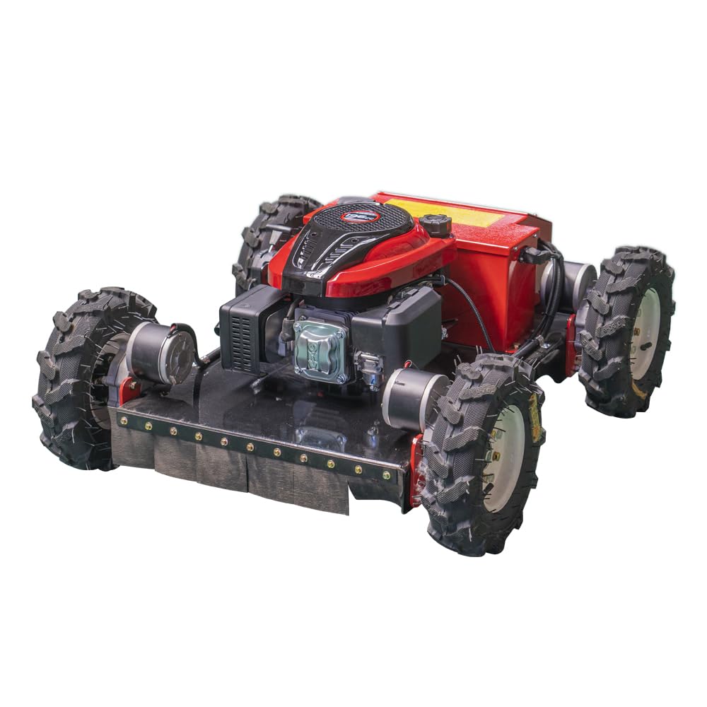 Lawn Mower, Remote Control Lawn Mower, Small Crawler Oil-Electric Hybrid Four-Wheel Drive Lawn Mowing and Weed Whacker, All Terrain Grass Cutter Yard Mower, 45° Climbing (SKD 224-55-SNOW)