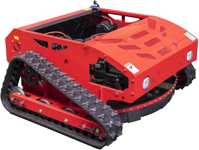 Lawn Mower, Remote Control Lawn Mower, Small Crawler Oil-Electric Hybrid Four-Wheel Drive Lawn Mowing and Weed Whacker, All Terrain Grass Cutter Yard Mower, 45° Climbing (SKD 224-55-SNOW)