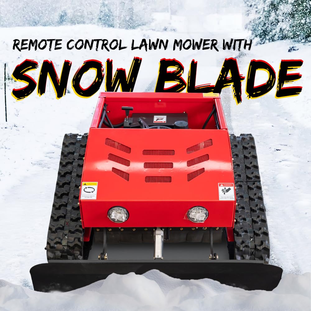 Lawn Mower, Remote Control Lawn Mower, Small Crawler Oil-Electric Hybrid Four-Wheel Drive Lawn Mowing and Weed Whacker, All Terrain Grass Cutter Yard Mower, 45° Climbing (SKD 224-55-SNOW)