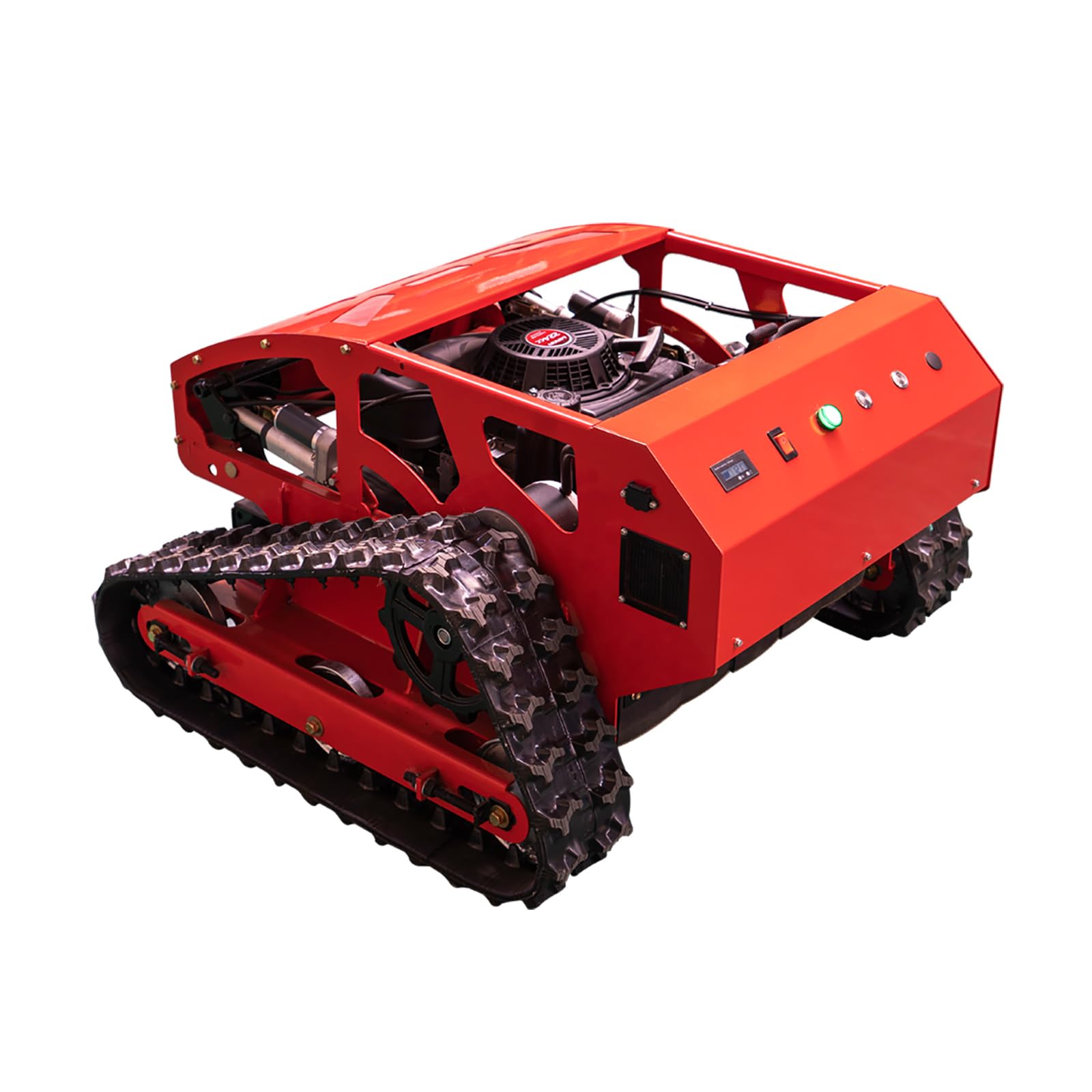 Lawn Mower, Remote Control Lawn Mower, Small Crawler Oil-Electric Hybrid Four-Wheel Drive Lawn Mowing and Weed Whacker, All Terrain Grass Cutter Yard Mower, 45° Climbing (SKD 224-55-SNOW)
