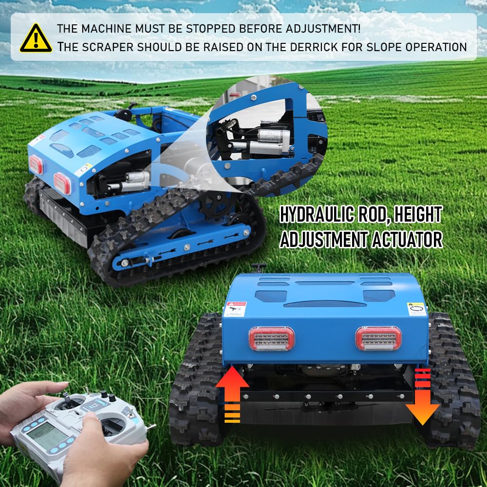 Remote Control Track Lawn Mower – 9HP Gas Engine, 600m Range, 21.6" Cutting Width, Adjustable Height RC Robotic Lawn Mower for Slopes, Orchards & Commercial Landscaping (MP-M550-biue)