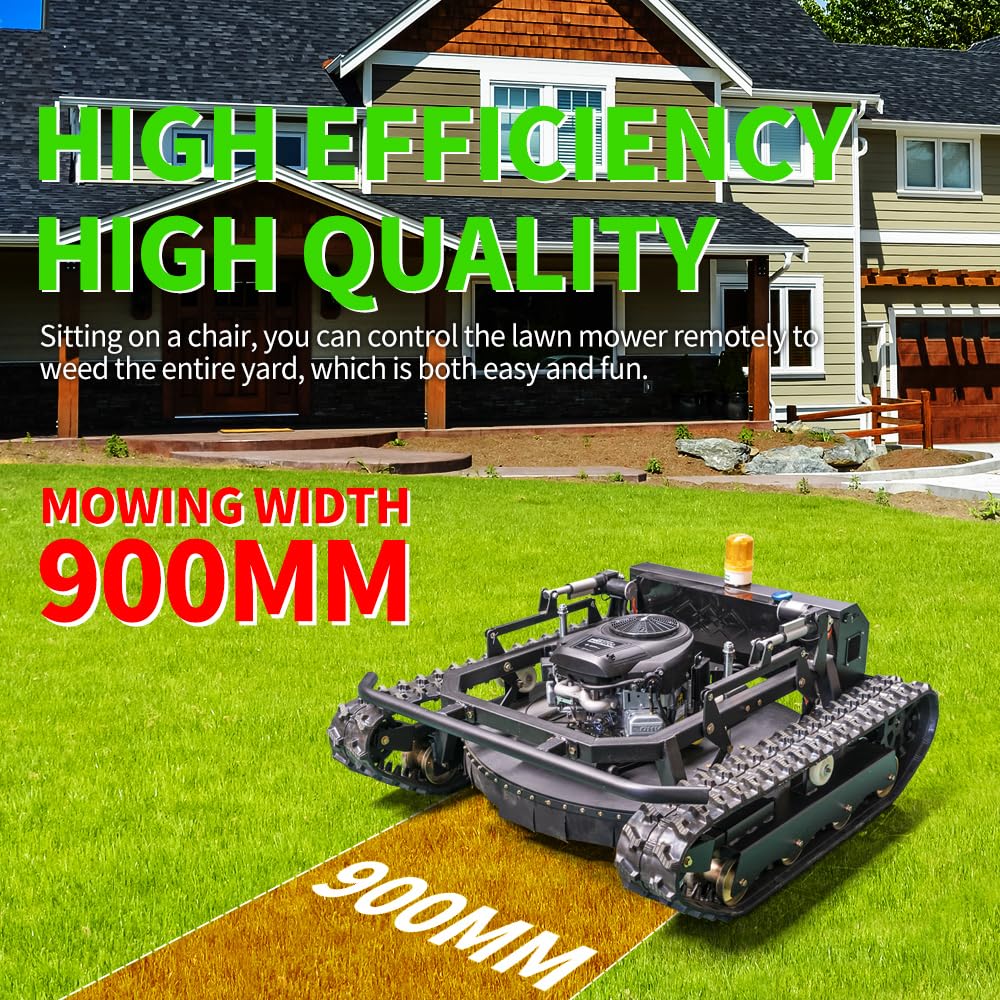 Lawn Mower, Remote Control Lawn Mower, Small Crawler Oil-Electric Hybrid Four-Wheel Drive Lawn Mowing and Weed Whacker, All Terrain Grass Cutter Yard Mower, 45° Climbing (SKD 224-55-SNOW)