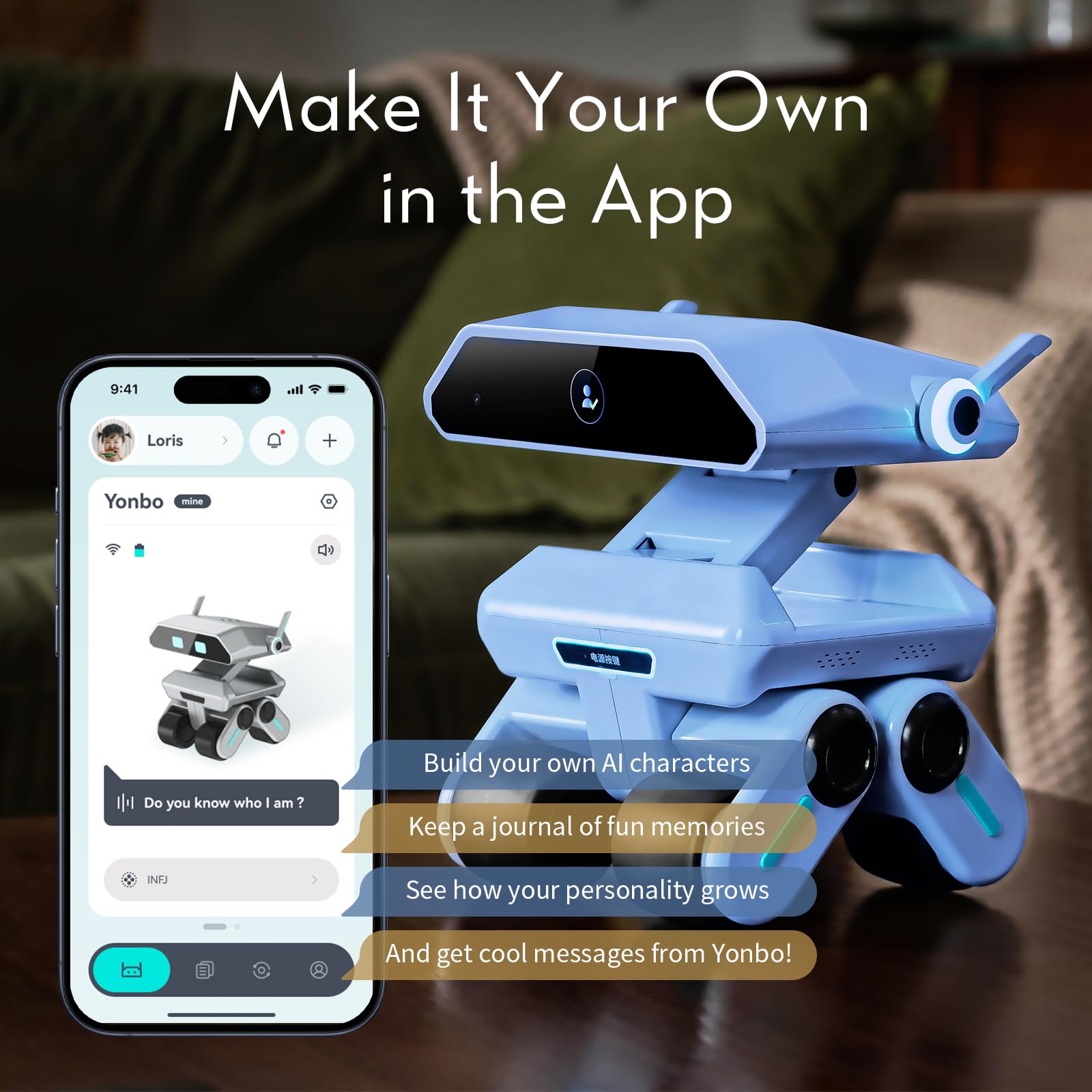 X-Origin YONBO AI Companion Robot with Emotion Detection, Smart Environment Recognition, Interruptible Conversations, ChatGPT Assistant, Family Recognition, Long-Term Memory, Rich Expressions