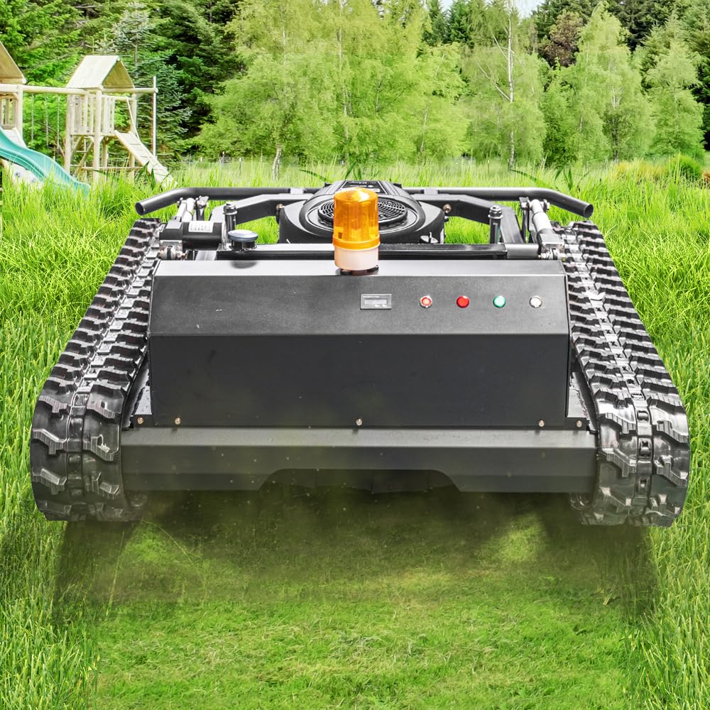 Lawn Mower, Remote Control Lawn Mower, Small Crawler Oil-Electric Hybrid Four-Wheel Drive Lawn Mowing and Weed Whacker, All Terrain Grass Cutter Yard Mower, 45° Climbing (SKD 224-55-SNOW)