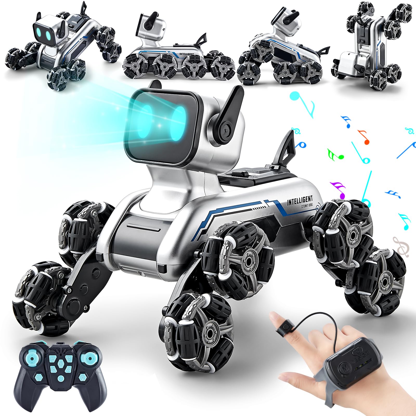 8WD Gesture Sensing Stunt Robot Dog RC Car Toys for Ages 8-13 Boys| Robot Toys for 6 7 8 9 10 11 12 13 Year Old Kids Birthday Gift, Outdoor & Indoor