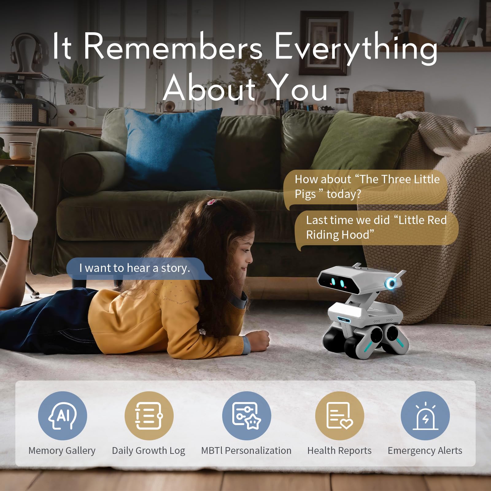 X-Origin YONBO AI Companion Robot with Emotion Detection, Smart Environment Recognition, Interruptible Conversations, ChatGPT Assistant, Family Recognition, Long-Term Memory, Rich Expressions