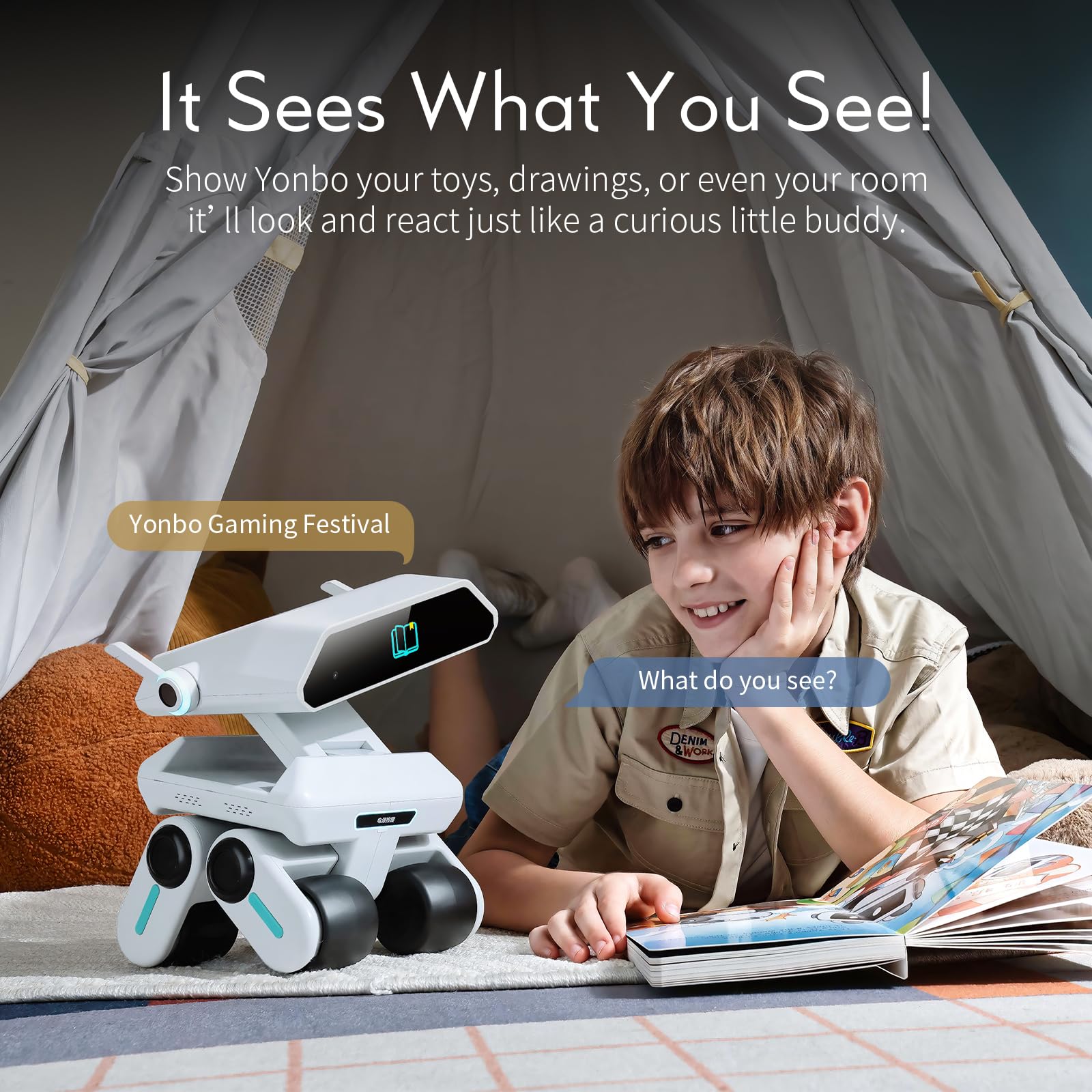 X-Origin YONBO AI Companion Robot with Emotion Detection, Smart Environment Recognition, Interruptible Conversations, ChatGPT Assistant, Family Recognition, Long-Term Memory, Rich Expressions