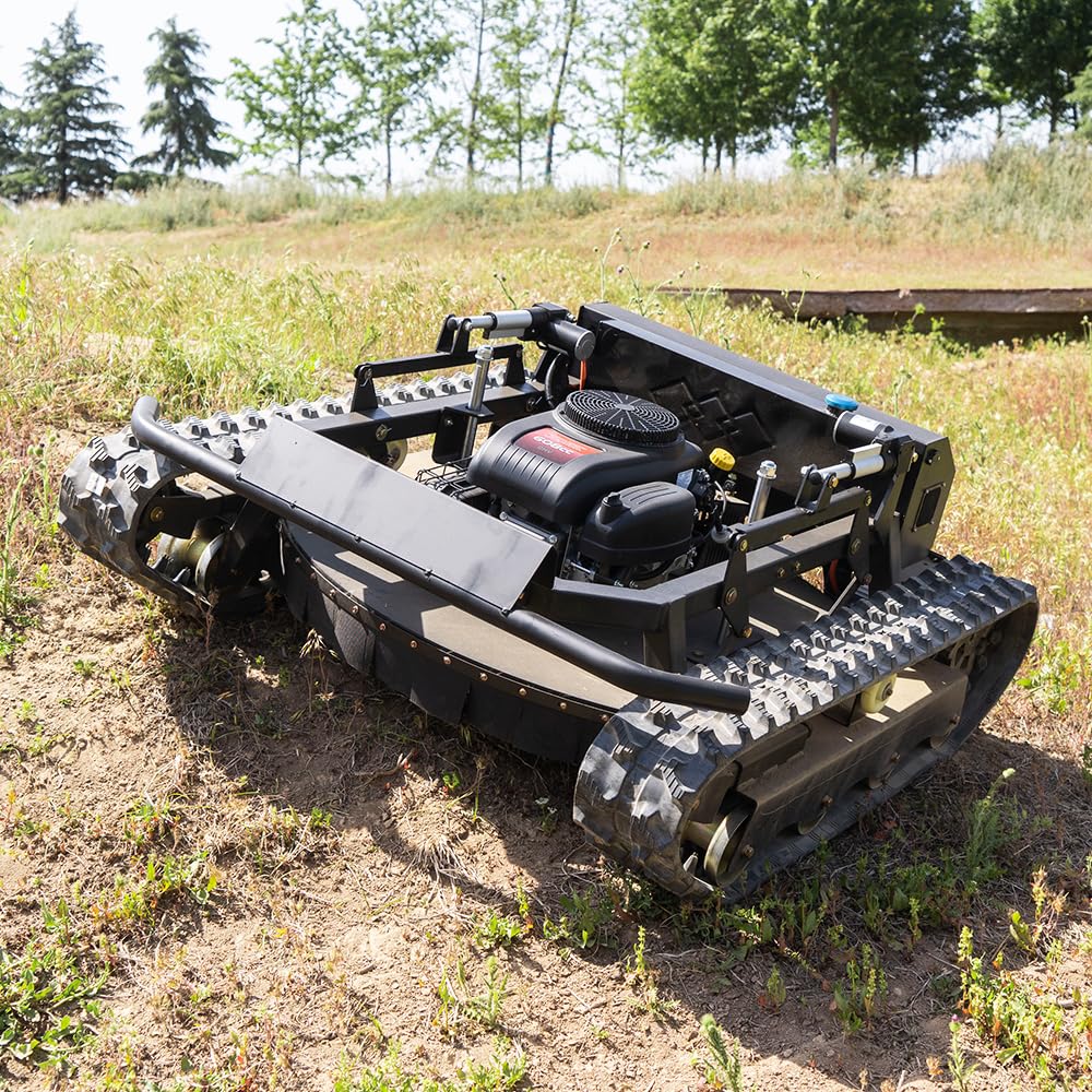 Lawn Mower, Remote Control Lawn Mower, Small Crawler Oil-Electric Hybrid Four-Wheel Drive Lawn Mowing and Weed Whacker, All Terrain Grass Cutter Yard Mower, 45° Climbing (SKD 224-55-SNOW)