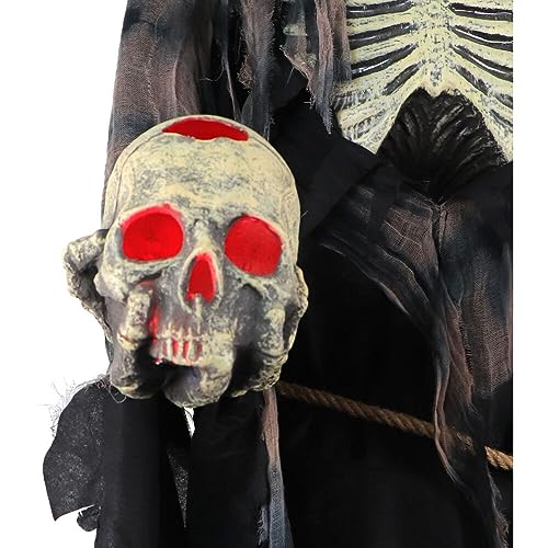 Haunted Hill Farm Motion-Activated 6-Ft. Tall Ghostly Guide, Plug-in Talking Scare Prop Animatronic with Spooky Sound Effects and Lights for Indoor or Covered Outdoor Creepy Halloween Decoration