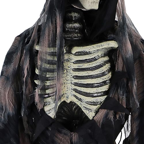 Haunted Hill Farm Motion-Activated 6-Ft. Tall Ghostly Guide, Plug-in Talking Scare Prop Animatronic with Spooky Sound Effects and Lights for Indoor or Covered Outdoor Creepy Halloween Decoration