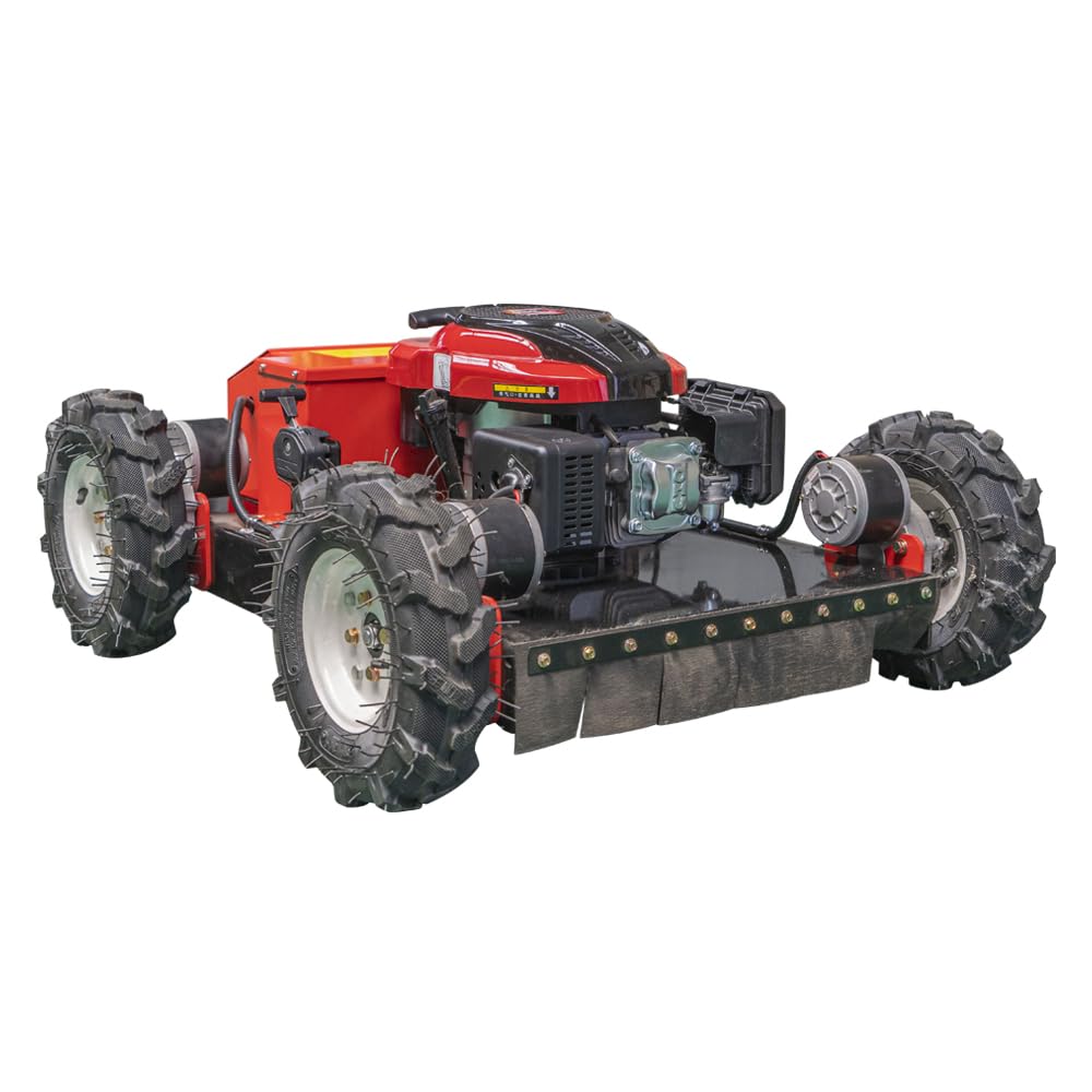 Lawn Mower, Remote Control Lawn Mower, Small Crawler Oil-Electric Hybrid Four-Wheel Drive Lawn Mowing and Weed Whacker, All Terrain Grass Cutter Yard Mower, 45° Climbing (SKD 224-55-SNOW)