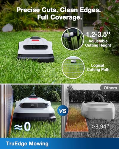 ECOVACS Goat O1000 RTK Robot Lawn Mower, Perimeter Wire Free Vision Robotic Lawnmower for 1/4 Acres Lawn, Automated Mapping, APP Control, 3D Obstacle Avoidance, Zero-Edge Cutting