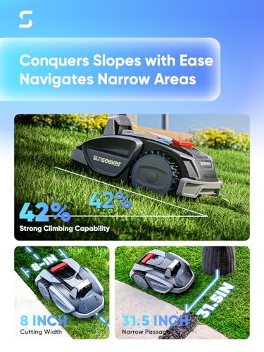 SUNSEEKER X7 Wireless Robot Lawn Mower 0.75 Acre/ 32,000Sq. Ft, with Smart APP Control, Vision AI System & RTK, Path Planning, Adaptive Floating Cut Height up to 4", for Medium to Large Yards