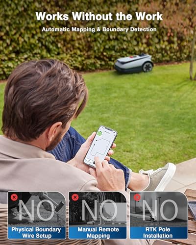 ECOVACS Goat O1000 RTK Robot Lawn Mower, Perimeter Wire Free Vision Robotic Lawnmower for 1/4 Acres Lawn, Automated Mapping, APP Control, 3D Obstacle Avoidance, Zero-Edge Cutting