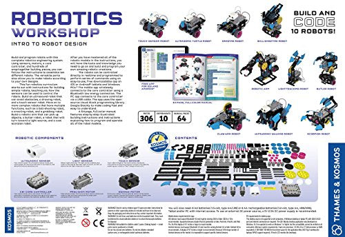Thames & Kosmos Robotics Workshop with Micro:Bit STEM Experiment Kit, Creative, Educational Coding & Programming Curriculum for Home & School Use, Utilizes MakeCode App to Learn Python, Javascript