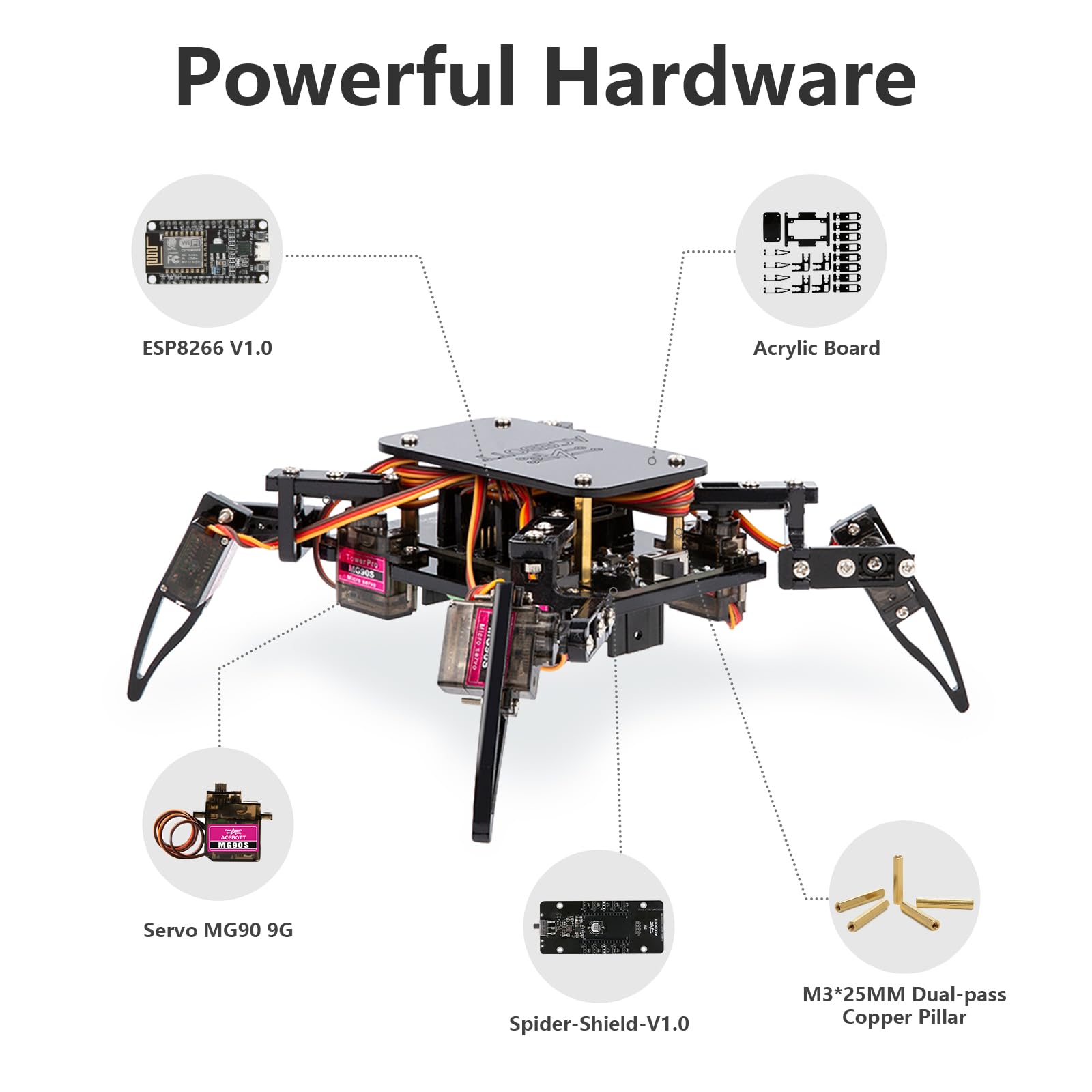 STEM Robotics Science Kits for Adults, ESP8266 Spider Robot Building Kit, App Remote Control, Walking Crawling Fun Educational Toy for 12 + Year Old Boys, Girls, Teens, Adults Unique Gifts