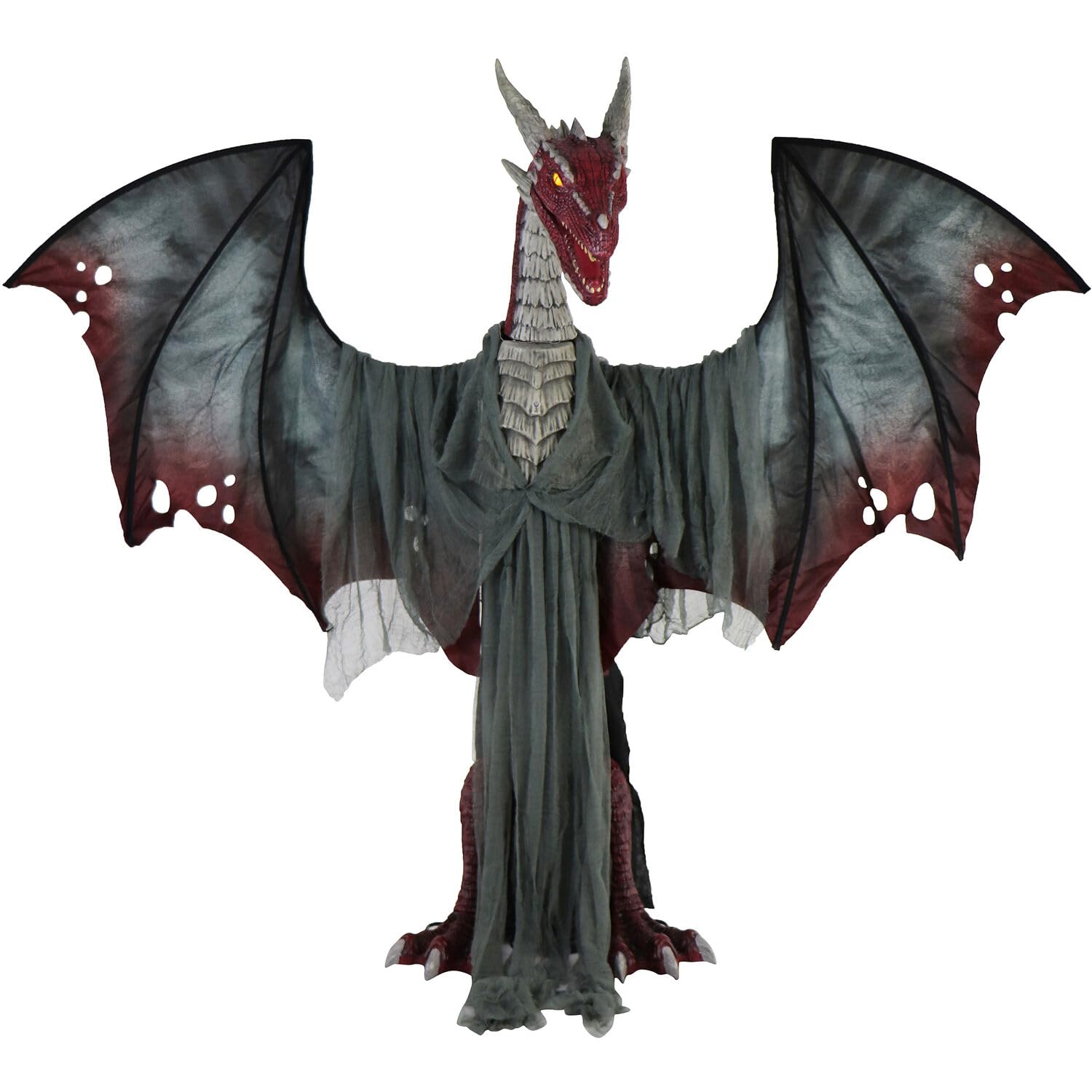 Haunted Hill Farm Motion-Activated 6-Ft. Tall Ghostly Guide, Plug-in Talking Scare Prop Animatronic with Spooky Sound Effects and Lights for Indoor or Covered Outdoor Creepy Halloween Decoration