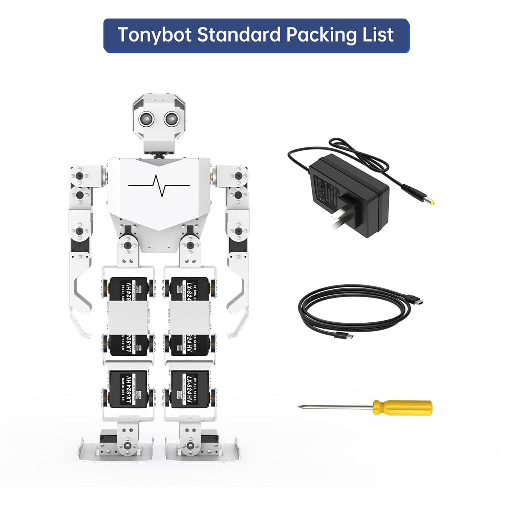 AI Vision & Voice Interaction Robot for Arduino Scratch Python Starter Programming 17DOF Humanoid Robot STEM Project Education Voice Command Walking Dancing Kicking Self-Stand Up, Tonybot Standard kit