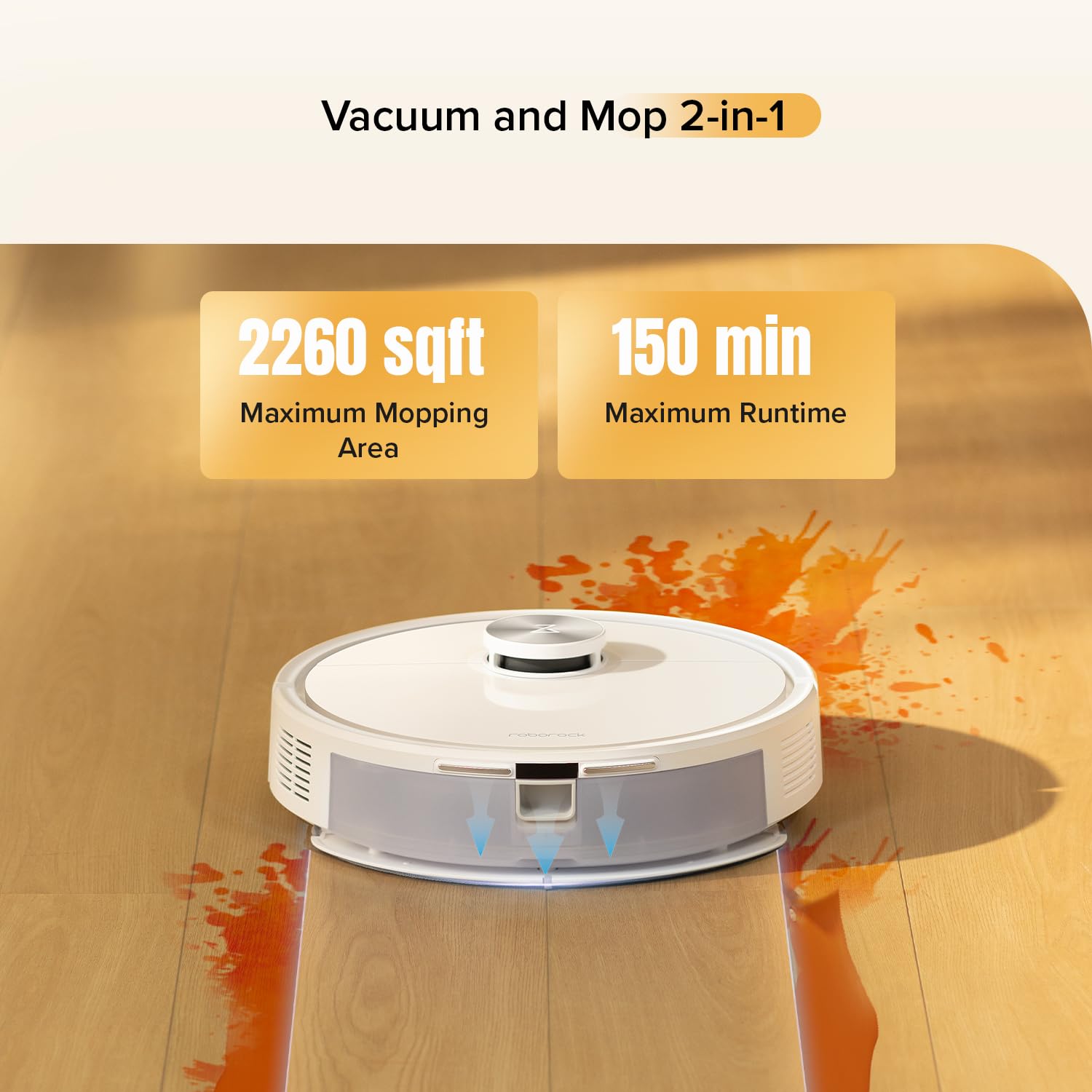 roborock Q7 M5+ Robot Vacuum and Mop, Upgraded from Q5 Max+, 7 Weeks Self-Emptying, 10000Pa Suction, Dual Anti-Tangle System, for Pet Hair & Carpet, PreciSense LiDAR Navigation, App Control, White