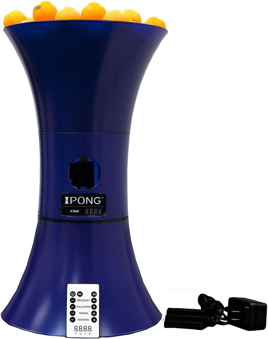 iPong V300 Table Tennis Training Robot - Serves 40mm Regulation Ping Pong Balls Automatically - Play Solo w/o Playback Mode on your Ping Pong Table - Various Models Available, Size 19 , Blue