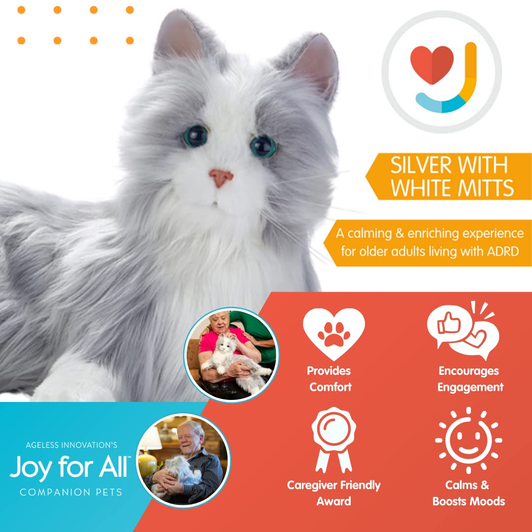 JOY FOR ALL Companion Pet for Seniors - Lifelike Animatronic Cat - Realistic Soft-Touch Fur & Purring - Therapy Stuffed Animal - Toy for Alzheimer's & Dementia - Orange Tabby