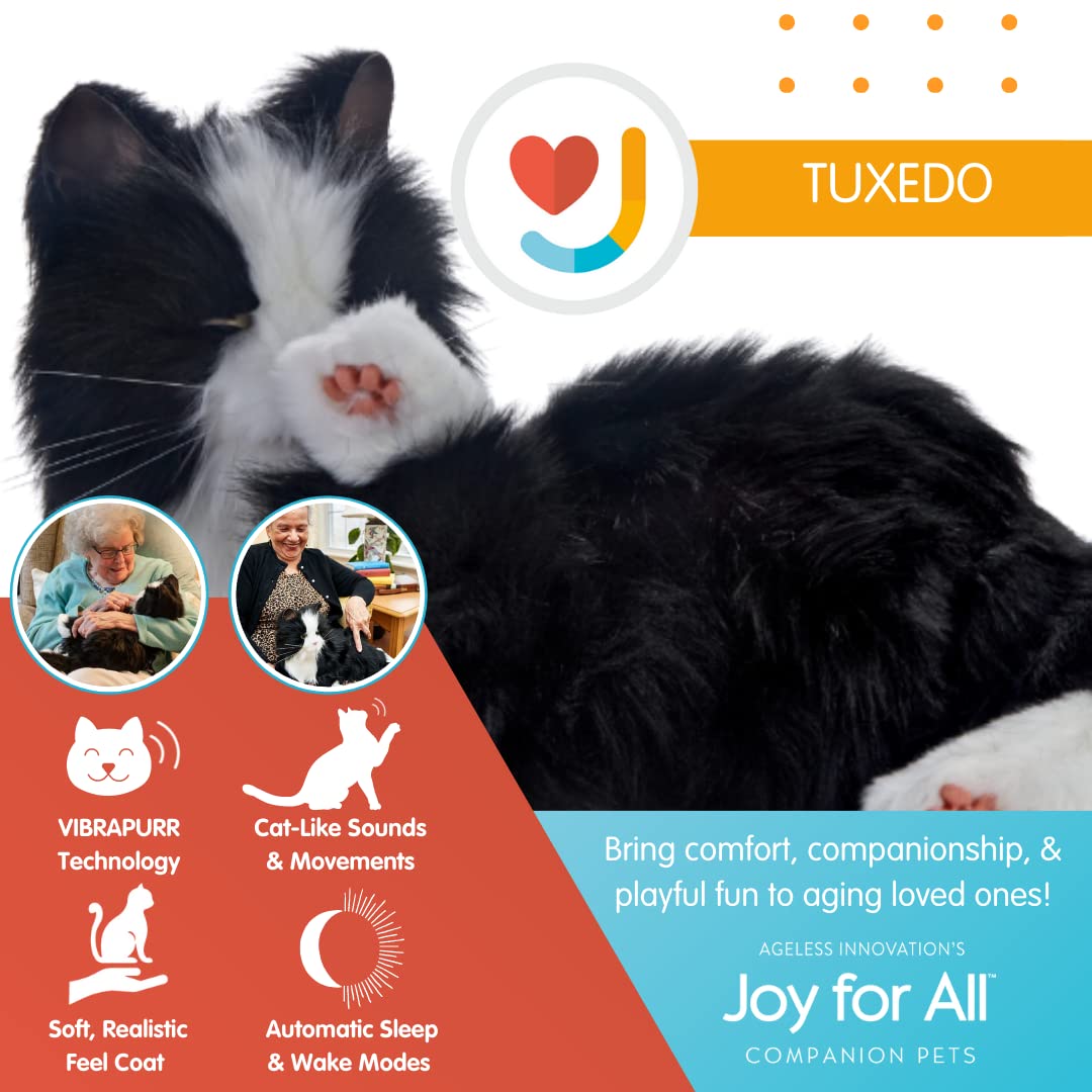 JOY FOR ALL Companion Pet for Seniors - Lifelike Animatronic Cat - Realistic Soft-Touch Fur & Purring - Therapy Stuffed Animal - Toy for Alzheimer's & Dementia - Orange Tabby