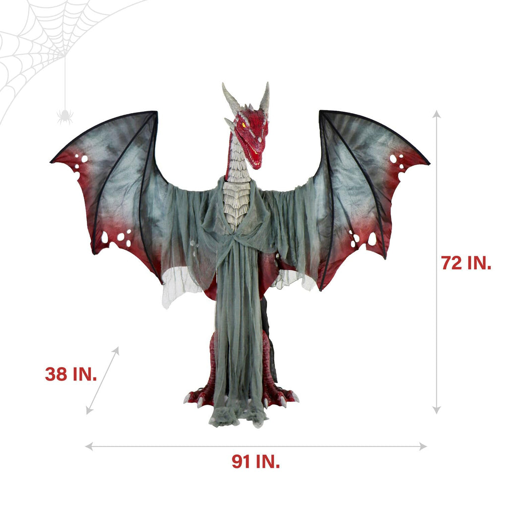 Haunted Hill Farm Motion-Activated 6-Ft. Tall Ghostly Guide, Plug-in Talking Scare Prop Animatronic with Spooky Sound Effects and Lights for Indoor or Covered Outdoor Creepy Halloween Decoration