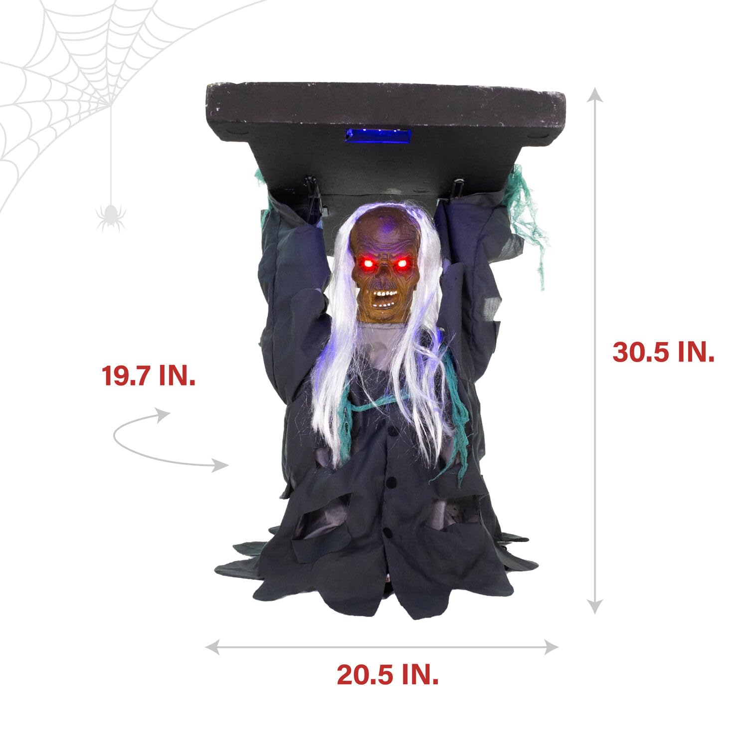Haunted Hill Farm Lunging Pumpkin Carver Zombie Girl by Tekky, Motion-Activated Talking Halloween Animatronic for Indoor or Covered Outdoor Creepy Halloween Decorations, Plug-in or Battery Operated