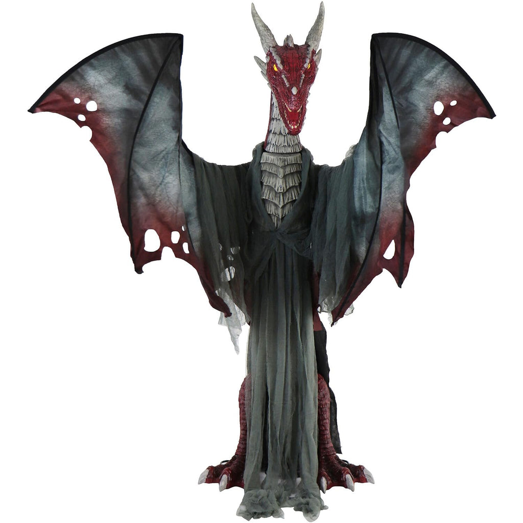 Haunted Hill Farm Motion-Activated 6-Ft. Tall Ghostly Guide, Plug-in Talking Scare Prop Animatronic with Spooky Sound Effects and Lights for Indoor or Covered Outdoor Creepy Halloween Decoration