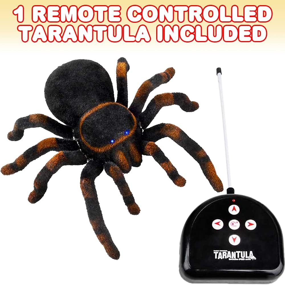 ArtCreativity Remote Control Spider, Includes 1 Tarantula & 1 Controller, Spooky RC Spider Prank Toy with 8 Individually Moving Legs, Furry Texture, and Light Up Eyes, Great Halloween Toy for Kids