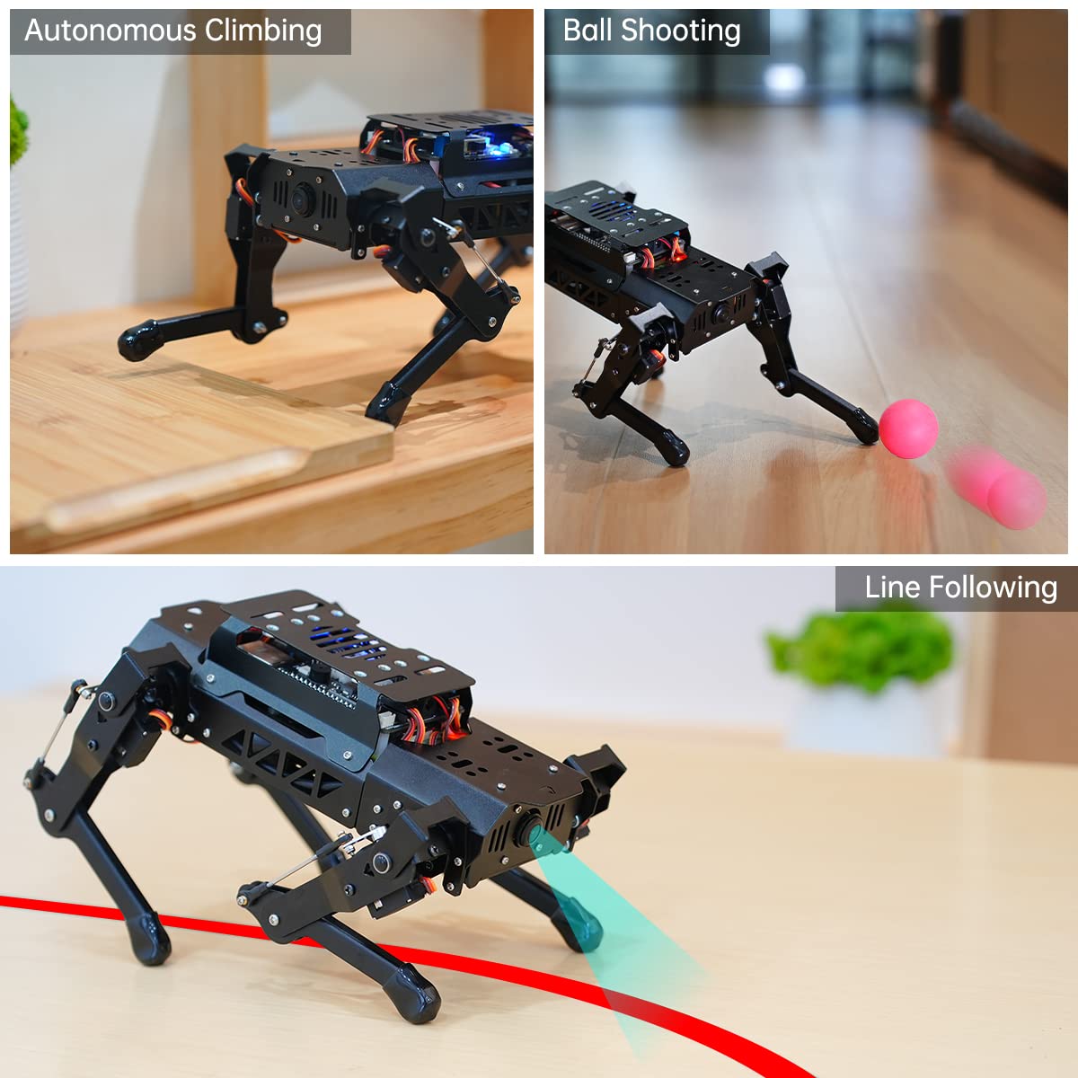 HIWONDER Quadruped ROS2 Robotic Dog with AI Vision TOF Lidar Robotic Arm for Raspberry Pi 5 ROS Open Source Robot Dog SLAM Mapping & Navigation for Adults and Teens, PuppyPi Pro Ultimate & RPi5 4GB