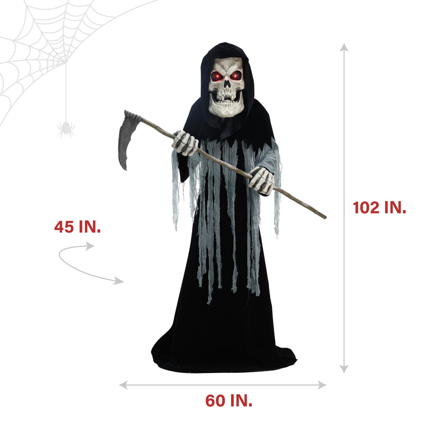 Haunted Hill Farm Motion-Activated 6-Ft. Tall Ghostly Guide, Plug-in Talking Scare Prop Animatronic with Spooky Sound Effects and Lights for Indoor or Covered Outdoor Creepy Halloween Decoration