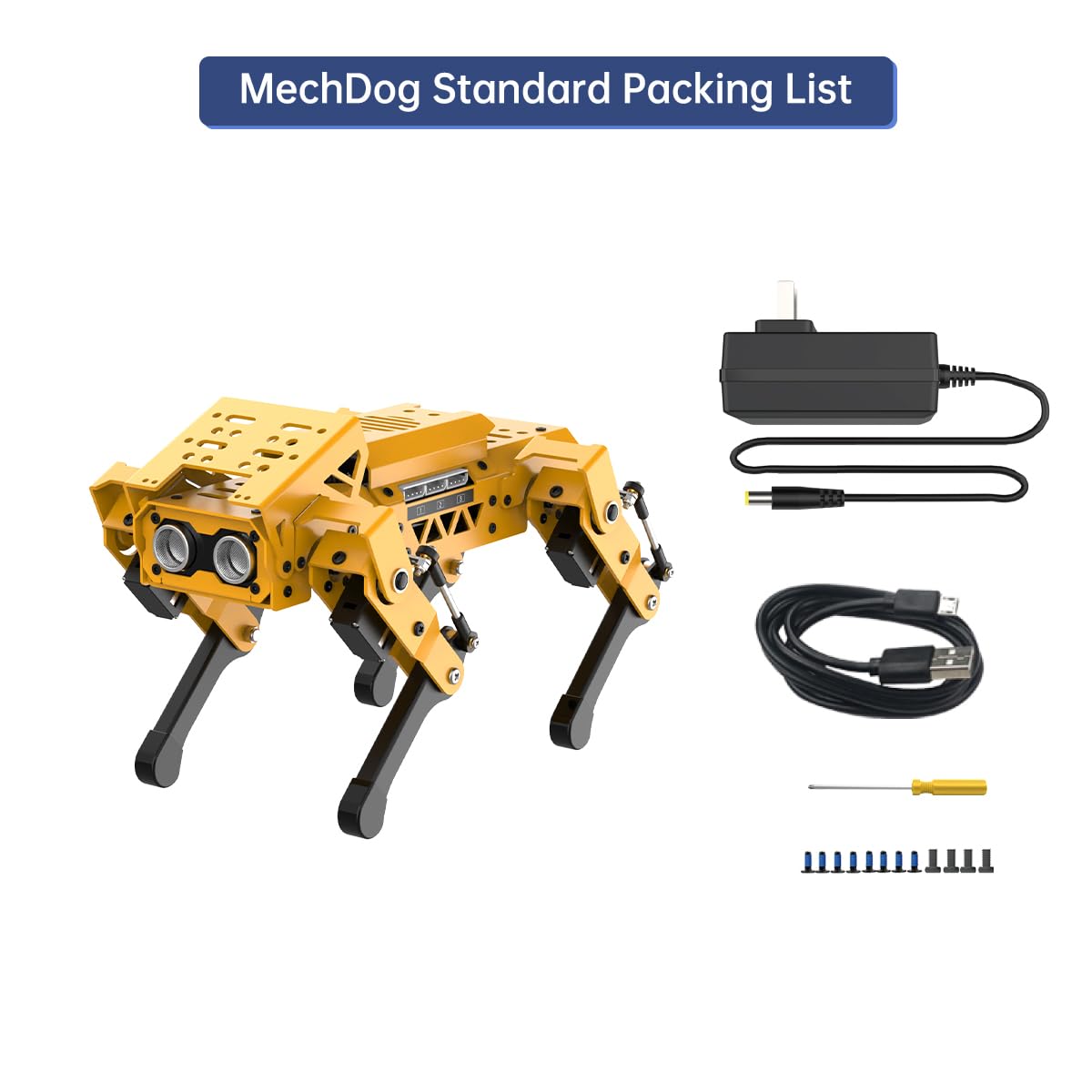 MechDog Robot Dog for Arduino Scratch Python Starter Smart Robot Kit with ESP32 AI Camera, Self Balancing Target Recognition&Tracing Open Source Bionic Quadruped Programming Science Set, Standard Kit