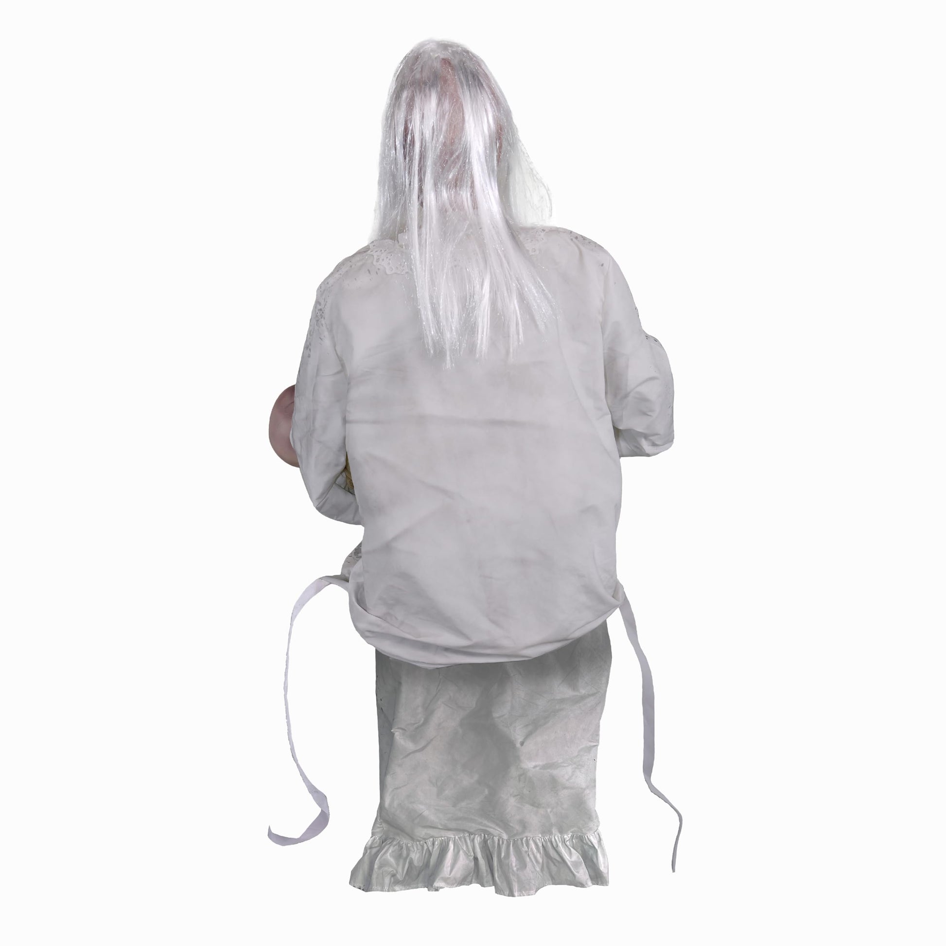 Haunted Hill Farm Lunging Pumpkin Carver Zombie Girl by Tekky, Motion-Activated Talking Halloween Animatronic for Indoor or Covered Outdoor Creepy Halloween Decorations, Plug-in or Battery Operated