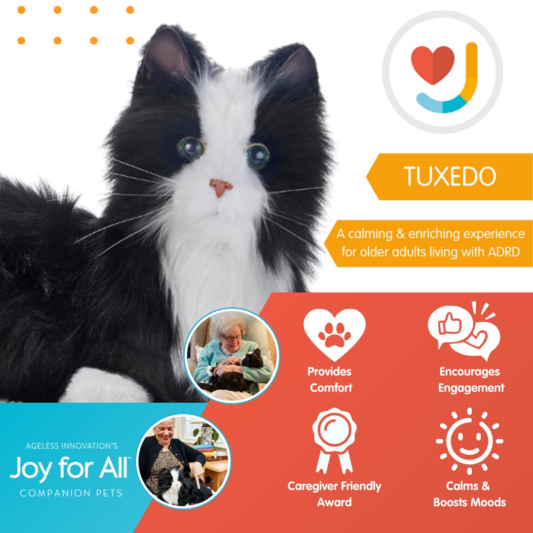 JOY FOR ALL Companion Pet for Seniors - Lifelike Animatronic Cat - Realistic Soft-Touch Fur & Purring - Therapy Stuffed Animal - Toy for Alzheimer's & Dementia - Orange Tabby