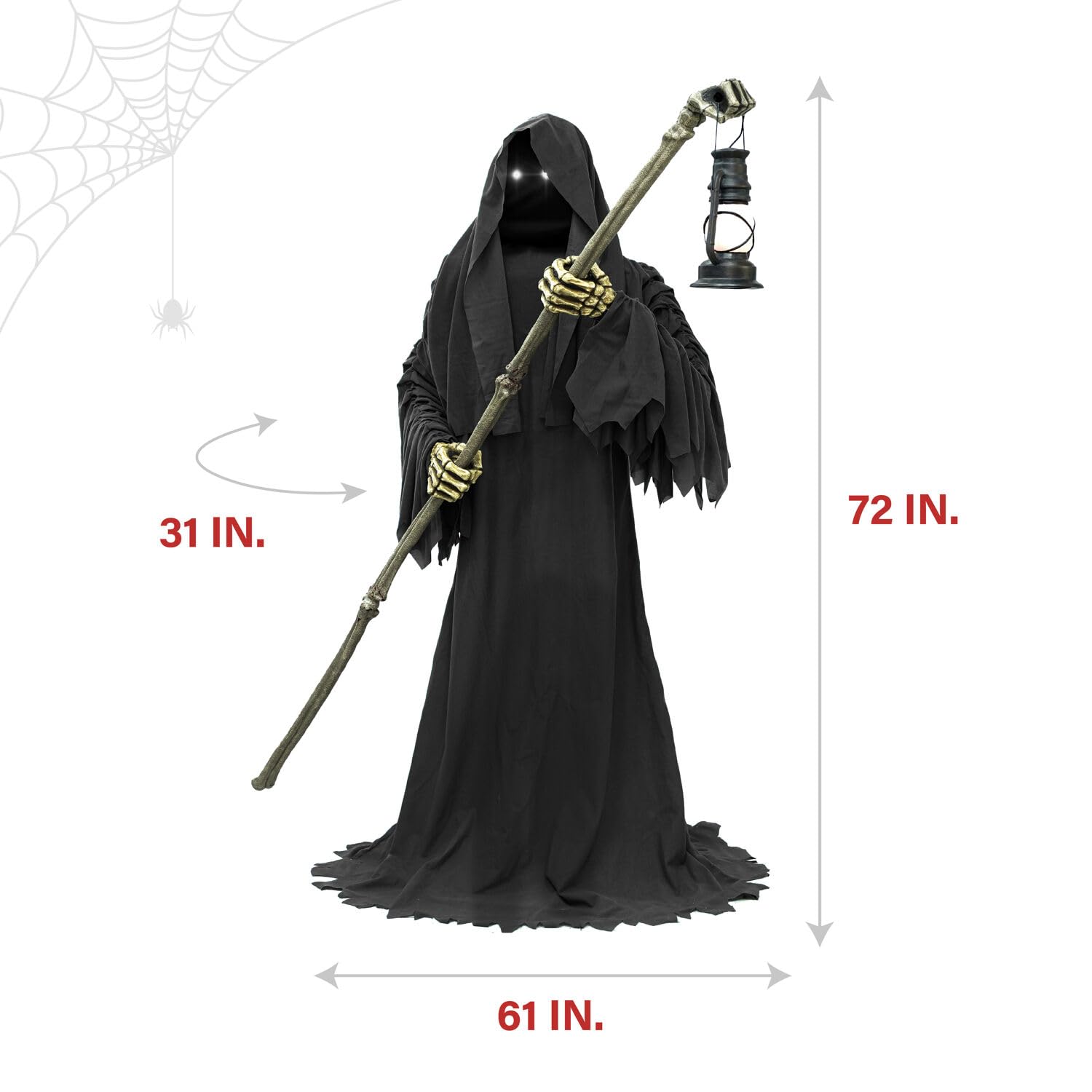 Haunted Hill Farm Motion-Activated 6-Ft. Tall Ghostly Guide, Plug-in Talking Scare Prop Animatronic with Spooky Sound Effects and Lights for Indoor or Covered Outdoor Creepy Halloween Decoration