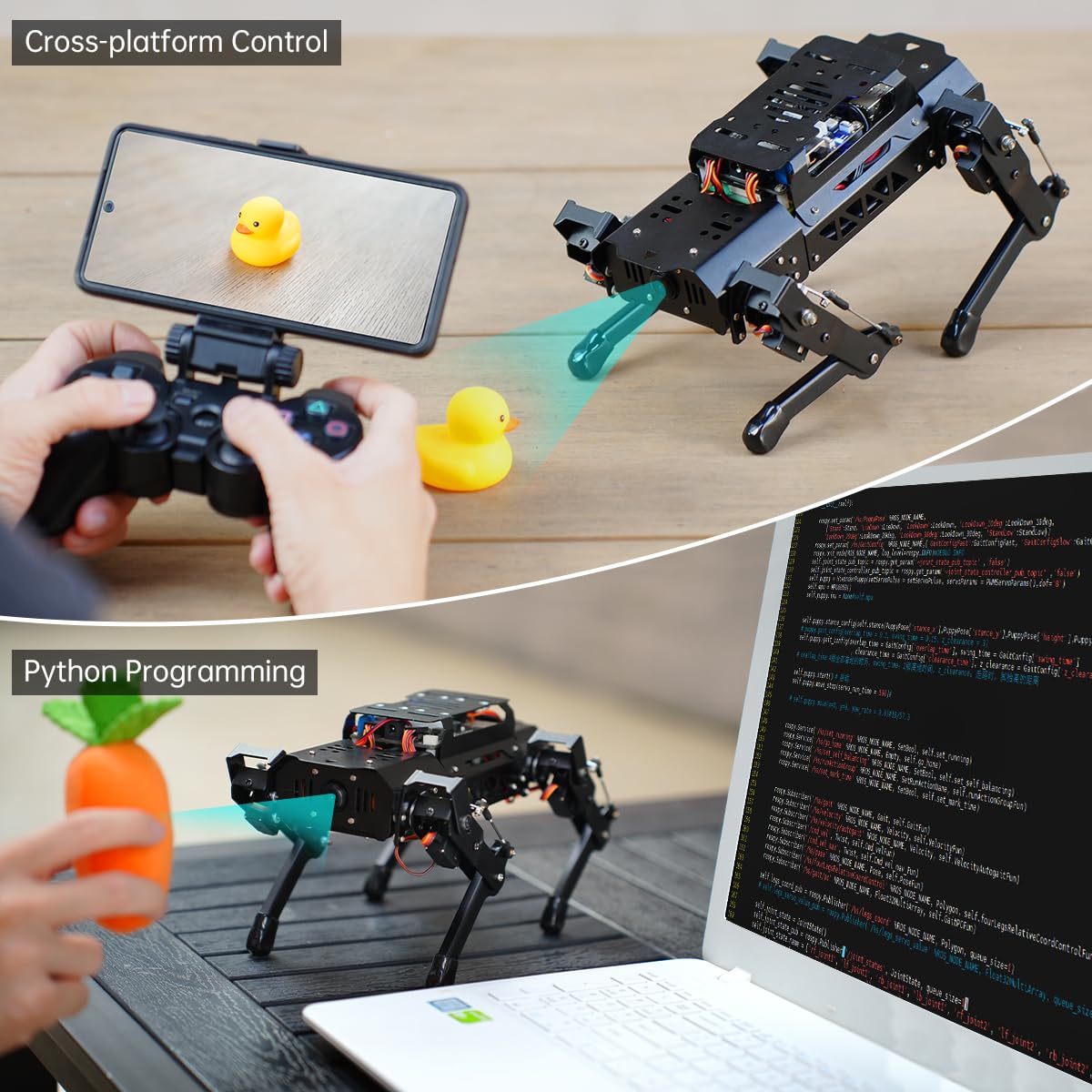 HIWONDER Quadruped ROS2 Robotic Dog with AI Vision TOF Lidar Robotic Arm for Raspberry Pi 5 ROS Open Source Robot Dog SLAM Mapping & Navigation for Adults and Teens, PuppyPi Pro Ultimate & RPi5 4GB