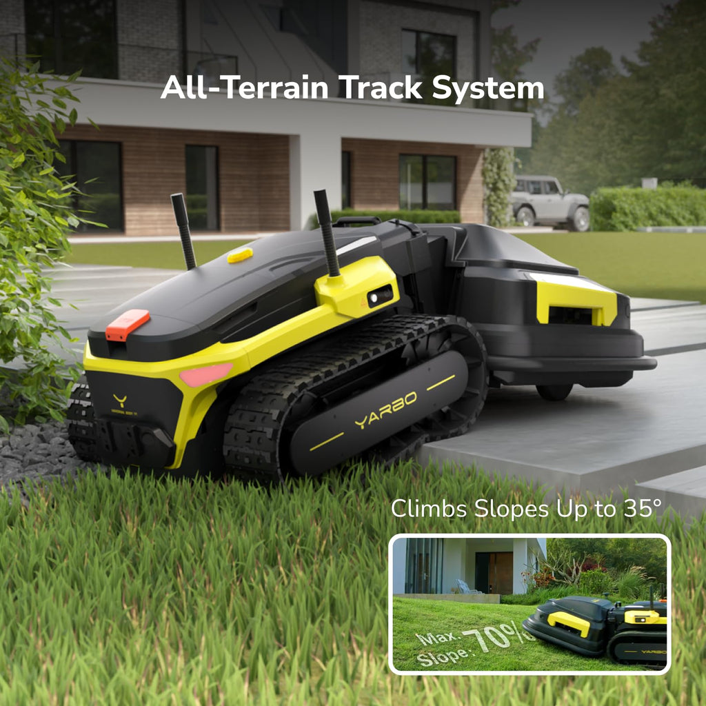 YARBO Robot Lawn Mower, Remote Control Robotic Lawnmower for Large Yard Up to 6 Acres, 70% Steep Slopes, AI Multi-Zone Mapping, RTK GPS, Modular Design, Perimeter Wire Free