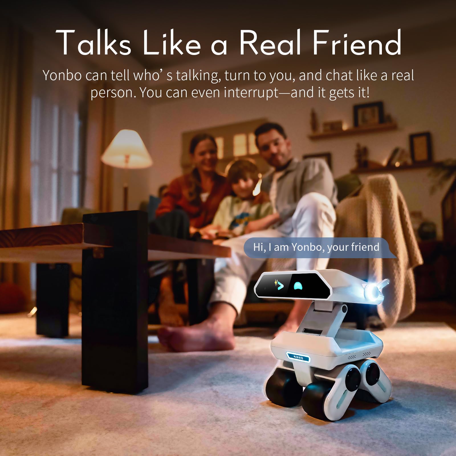 X-Origin YONBO AI Companion Robot with Emotion Detection, Smart Environment Recognition, Interruptible Conversations, ChatGPT Assistant, Family Recognition, Long-Term Memory, Rich Expressions