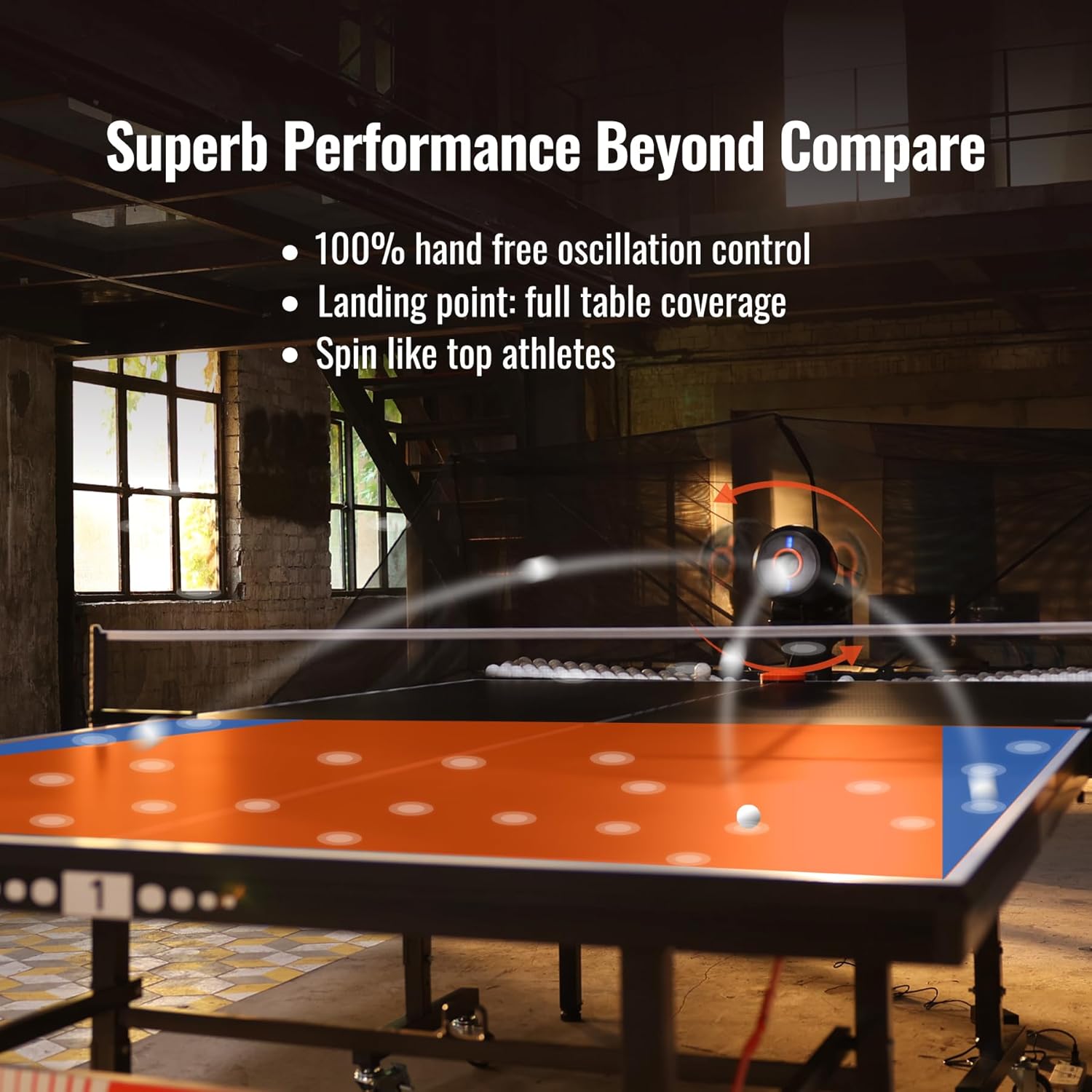PONGBOT Table Tennis Robot with Net, Automatic Ping Pong Machine, E-Pad/APP Control, 396 Pre-Saved Ball Trajectories, Programmable Drills
