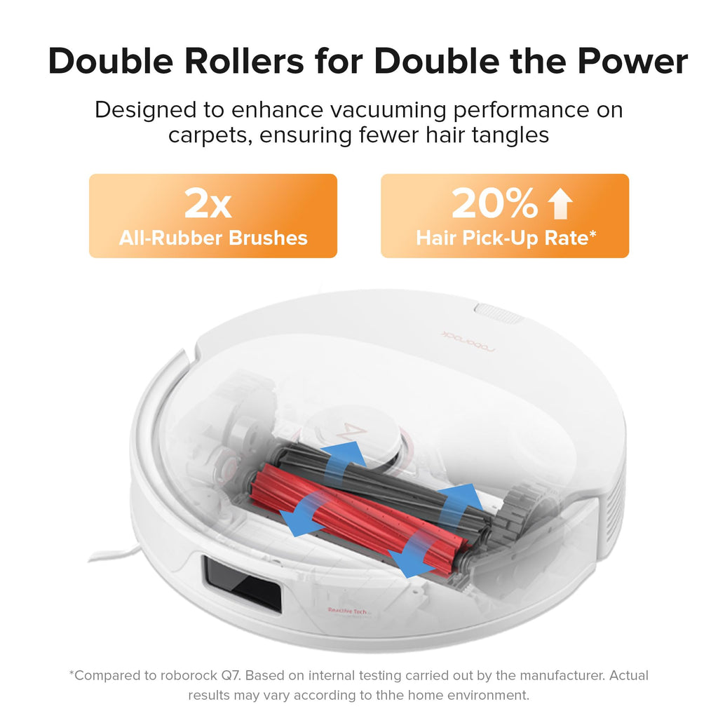 roborock Q8 Max Robot Vacuum and Mop Cleaner, DuoRoller Brush, 5500Pa Strong Suction, Lidar Navigation, Obstacle Avoidance, Multi-Level Mapping, Perfect for Pet Hair
