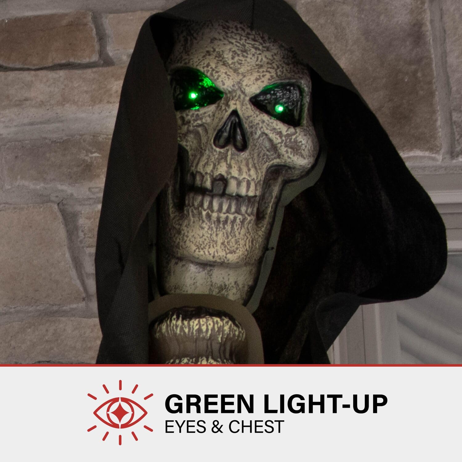 Haunted Hill Farm Motion-Activated 6-Ft. Tall Ghostly Guide, Plug-in Talking Scare Prop Animatronic with Spooky Sound Effects and Lights for Indoor or Covered Outdoor Creepy Halloween Decoration