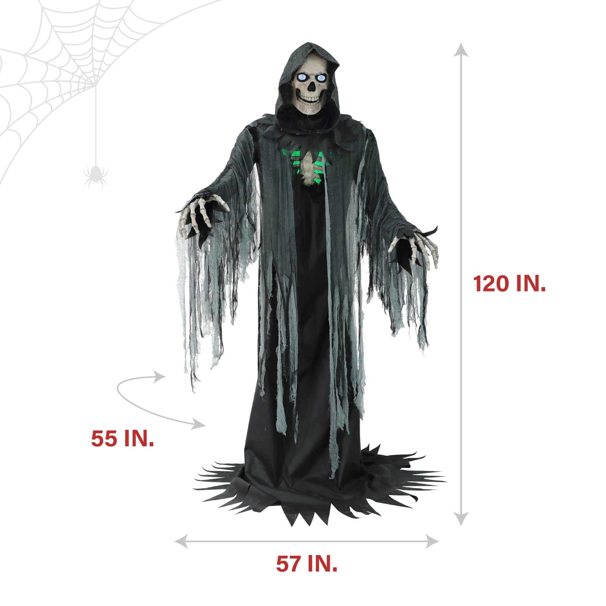 Haunted Hill Farm Motion-Activated 6-Ft. Tall Ghostly Guide, Plug-in Talking Scare Prop Animatronic with Spooky Sound Effects and Lights for Indoor or Covered Outdoor Creepy Halloween Decoration
