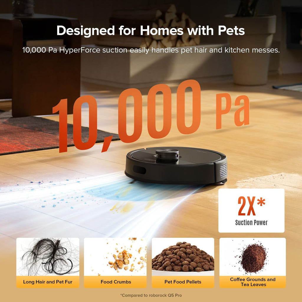 roborock Q7 M5+ Robot Vacuum and Mop, Upgraded from Q5 Max+, 7 Weeks Self-Emptying, 10000Pa Suction, Dual Anti-Tangle System, for Pet Hair & Carpet, PreciSense LiDAR Navigation, App Control, White