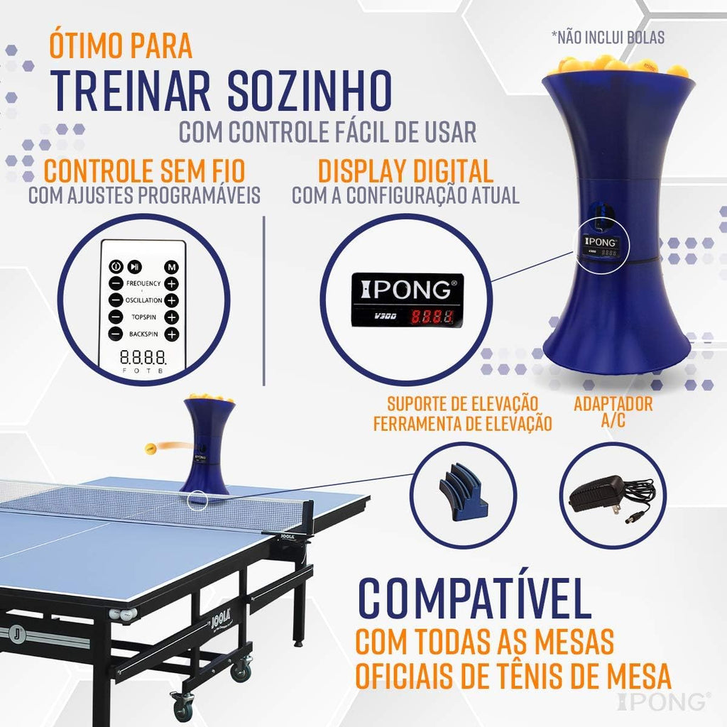 iPong V300 Table Tennis Training Robot - Serves 40mm Regulation Ping Pong Balls Automatically - Play Solo w/o Playback Mode on your Ping Pong Table - Various Models Available, Size 19 , Blue