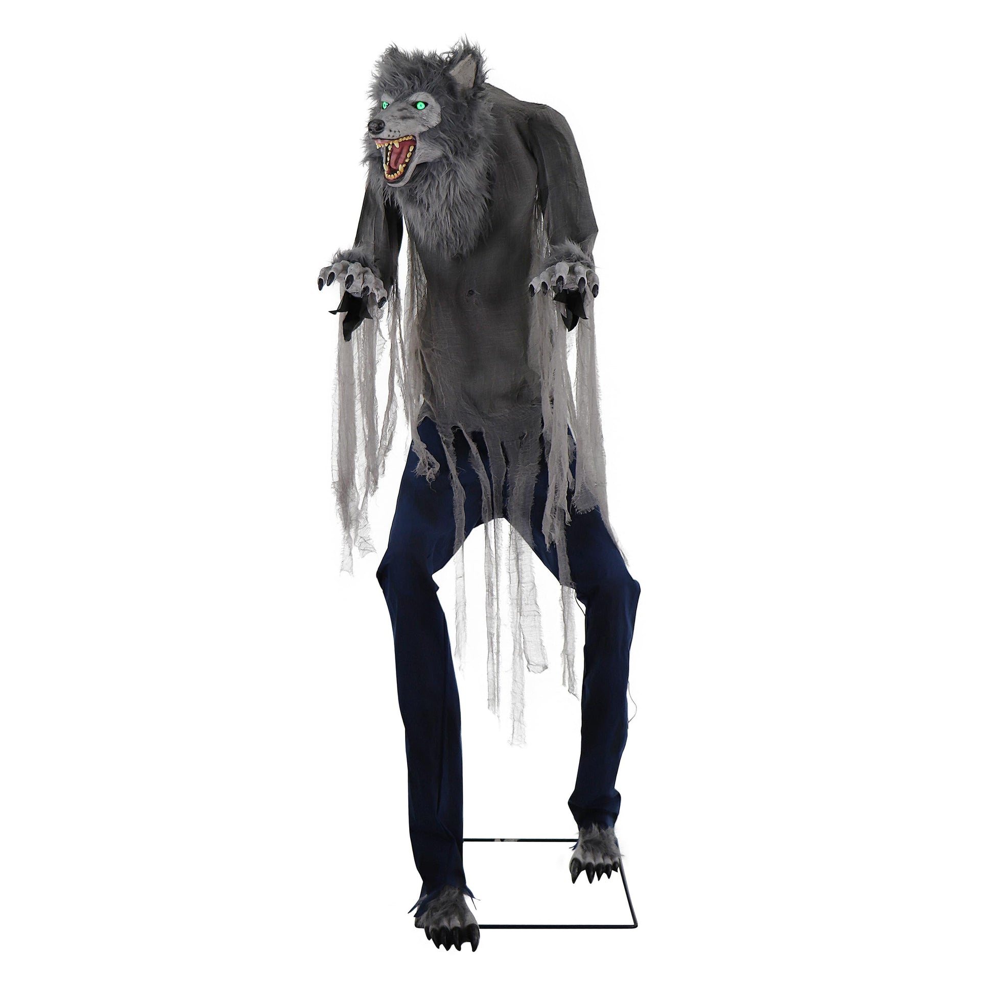 Haunted Hill Farm Motion-Activated 6-Ft. Tall Ghostly Guide, Plug-in Talking Scare Prop Animatronic with Spooky Sound Effects and Lights for Indoor or Covered Outdoor Creepy Halloween Decoration