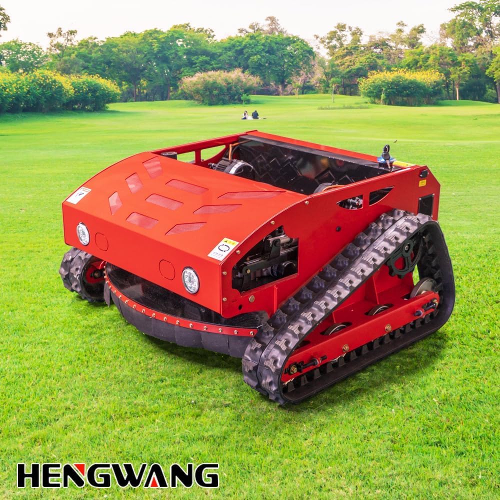 Lawn Mower, Remote Control Lawn Mower, Small Crawler Oil-Electric Hybrid Four-Wheel Drive Lawn Mowing and Weed Whacker, All Terrain Grass Cutter Yard Mower, 45° Climbing (SKD 224-55-SNOW)