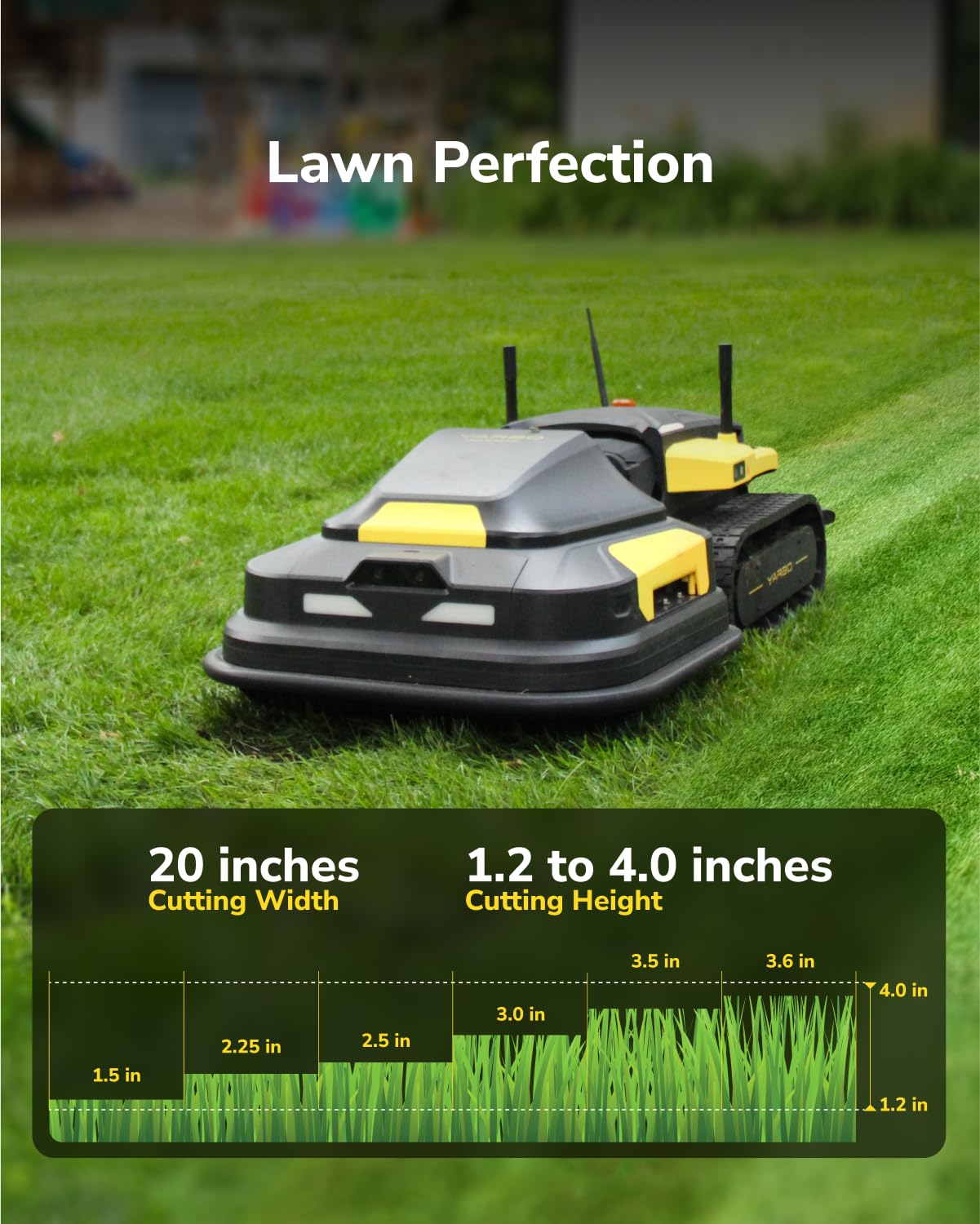 YARBO Robot Lawn Mower, Remote Control Robotic Lawnmower for Large Yard Up to 6 Acres, 70% Steep Slopes, AI Multi-Zone Mapping, RTK GPS, Modular Design, Perimeter Wire Free