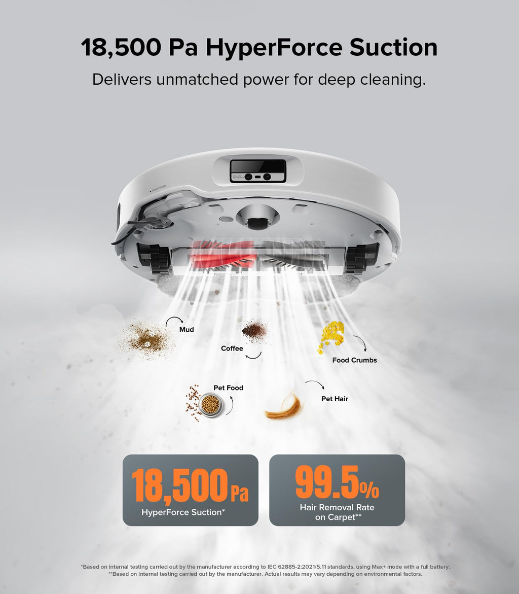 Roborock Qrevo Edge S5A Robot Vacuum and Mop, 18,500Pa, Zero-Tangling, DuoDivide Main Brush, FlexiArm Side Brush, Hot Water Mop Washing & Self-Cleaning, Warm Air Drying, Self-Emptying, Black