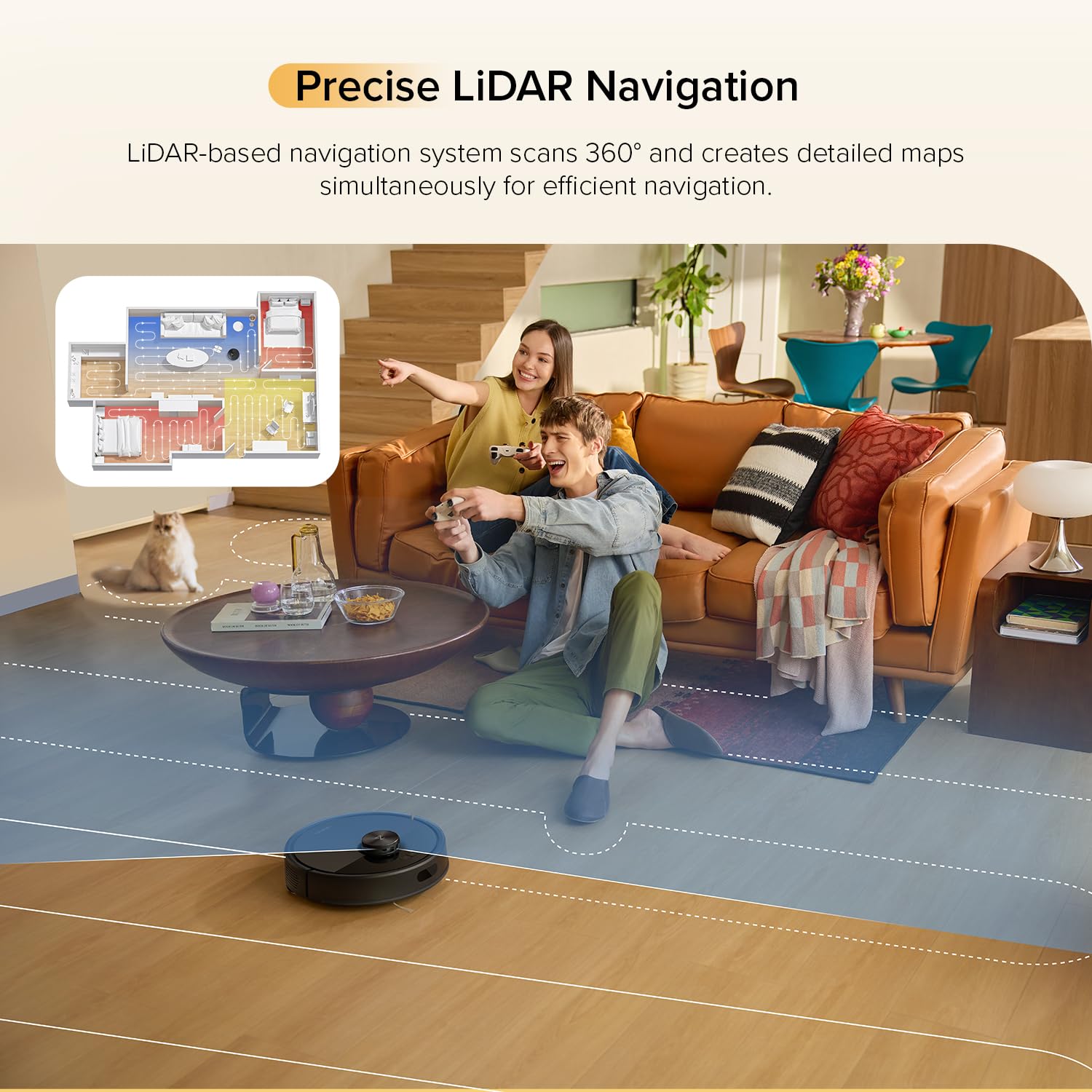roborock Q7 M5+ Robot Vacuum and Mop, Upgraded from Q5 Max+, 7 Weeks Self-Emptying, 10000Pa Suction, Dual Anti-Tangle System, for Pet Hair & Carpet, PreciSense LiDAR Navigation, App Control, White